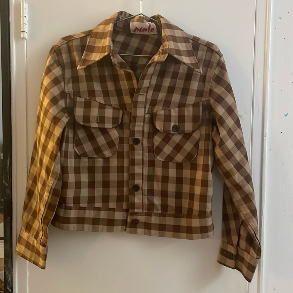 Brown checkered short jacket